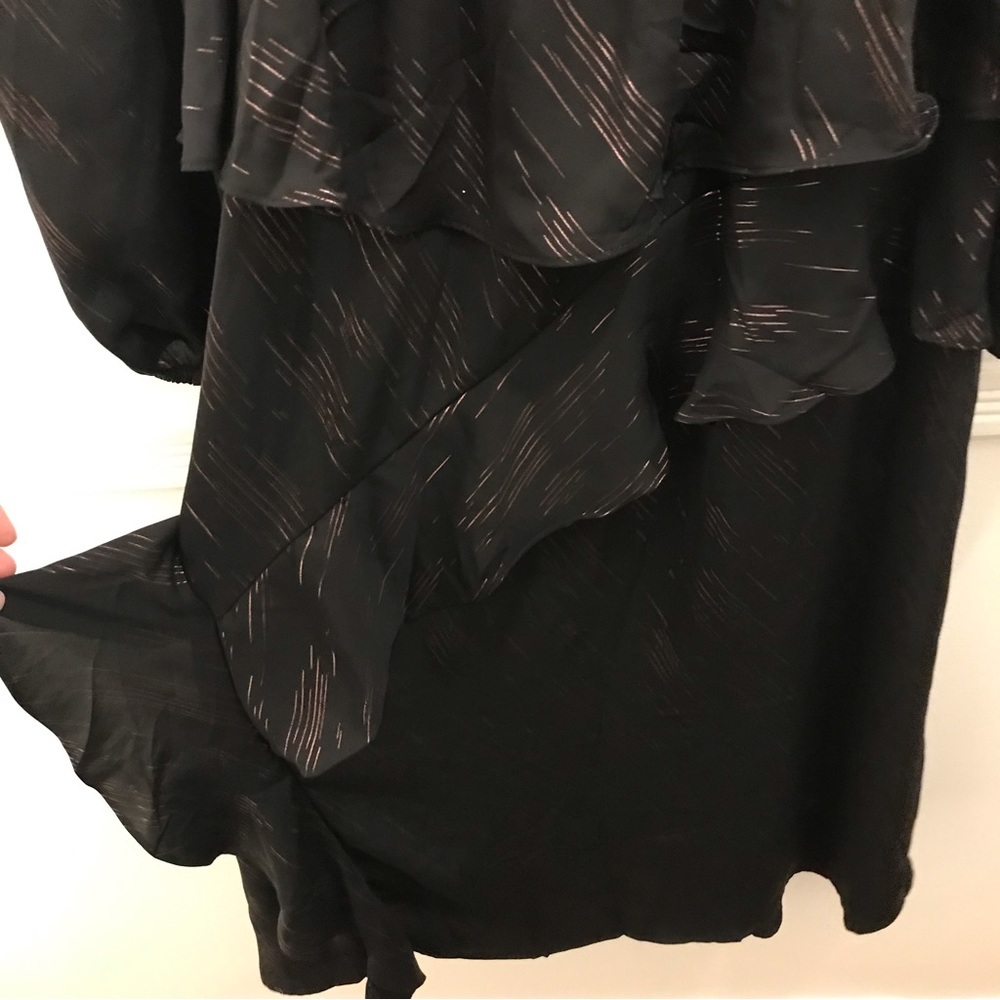 NWT Current Air Metallic Stripe Midi Dress small black long sleeves - Picture 5 of 11